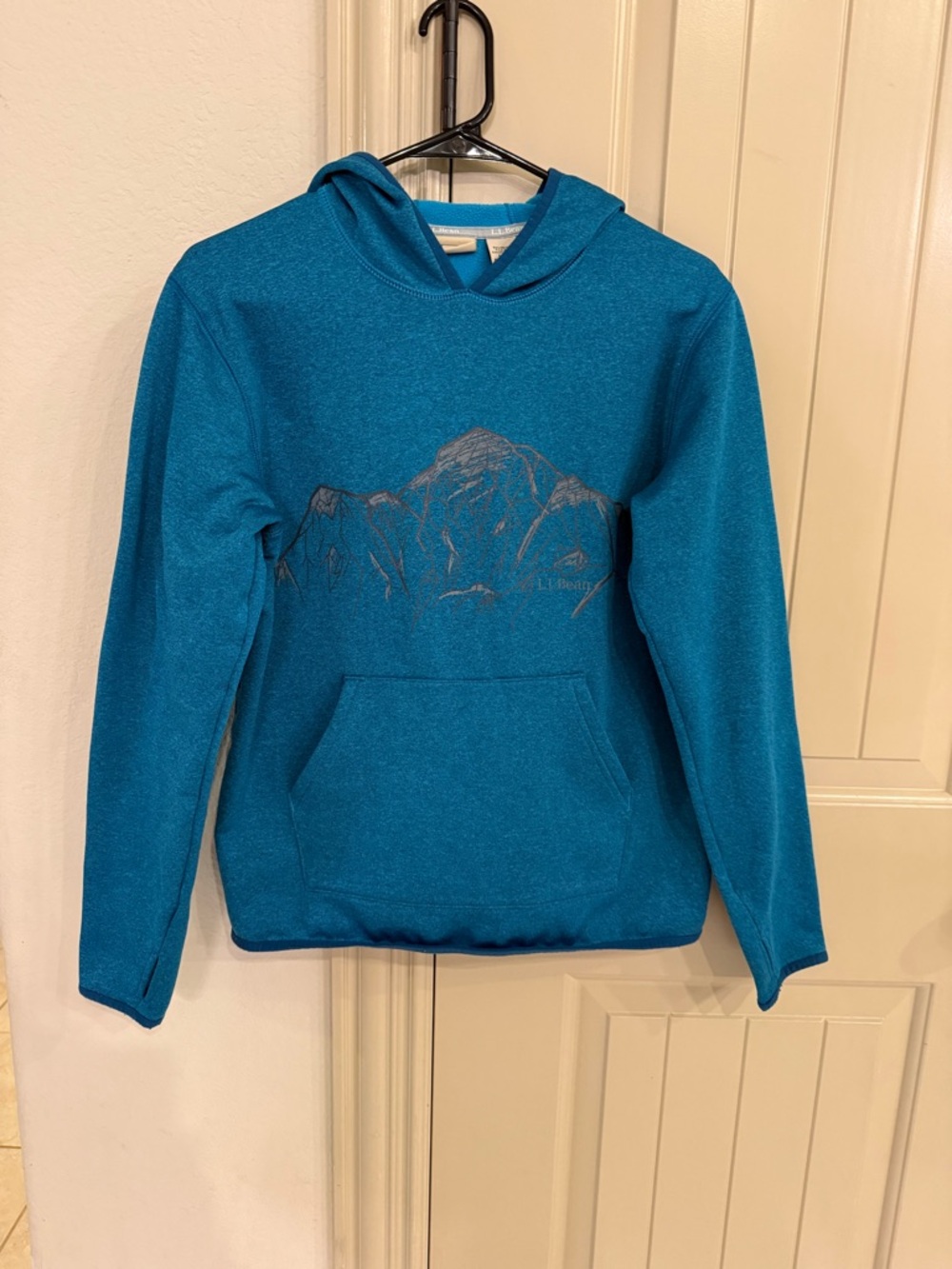 L.L. BEAN Blue Mountain Graphic Hoodie with thumb holes boys size 14-16